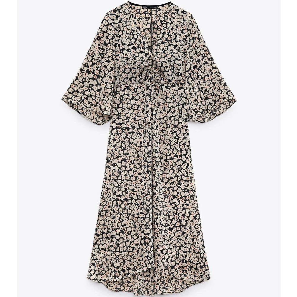 PRINTED DRESS WITH DRAPING NEW - Picture 5 of 6